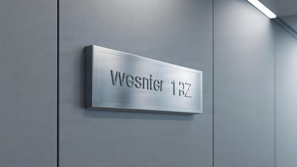 Custom office door sign in a professional commercial workplace