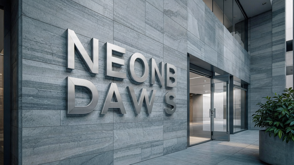 Dimensional lettering installation in a commercial building entrance